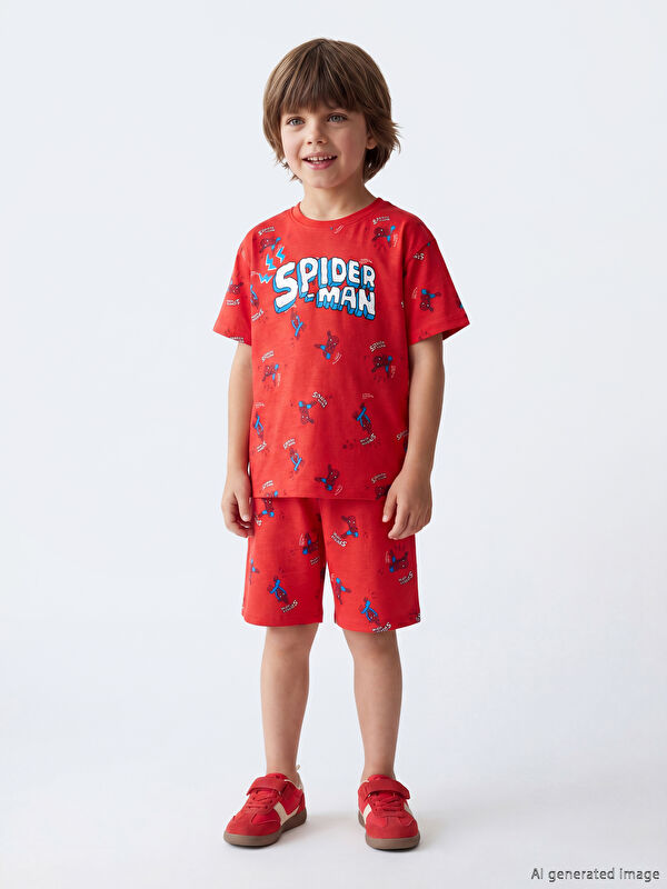 LCW Kids Spider-Man Baskılı  Erkek Çocuk Şortlu Pijama Takımı