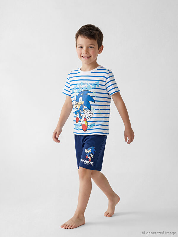 LCW Kids سۆنیک چاپکراوی بیجامەی قۆڵ کورت بۆ کوڕانەوە