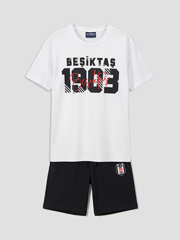 LCW Kids Bisiklet Yaka Beşiktaş Baskılı Erkek Çocuk Tişört ve Şort