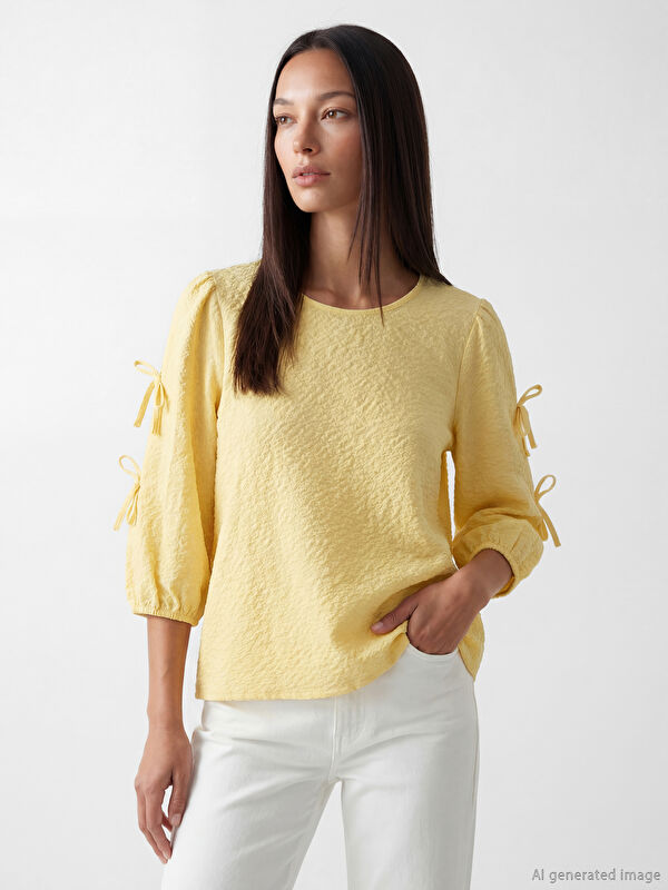 LCW EVERYDAY Bow Textured Blouse