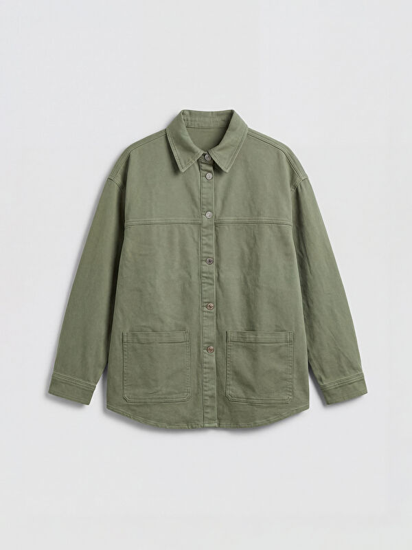 LCW Comfort Collared Women's Oversize Gabardine Shirt Jacket