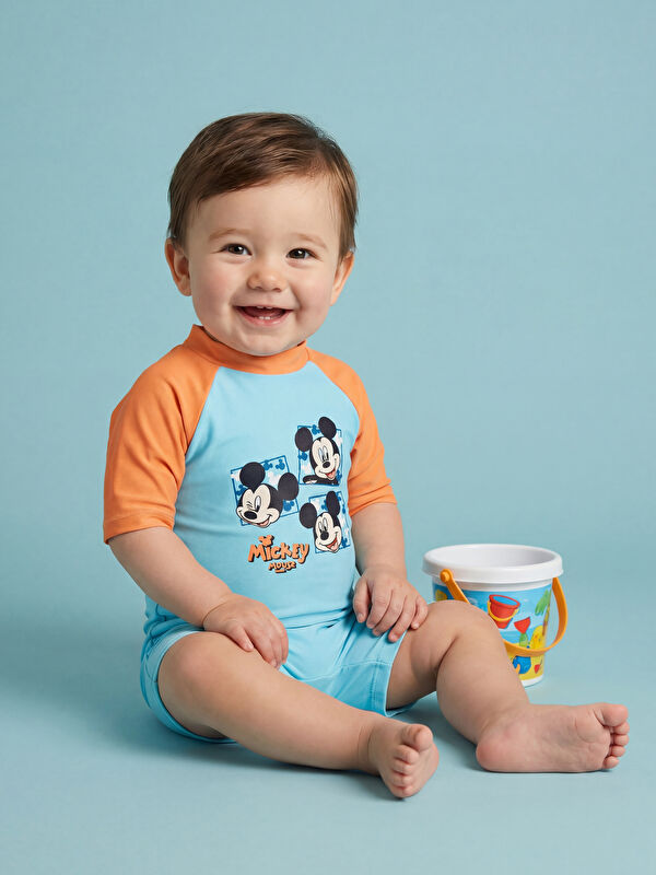 LCW baby Mickey Mouse Printed Baby Boys' Romper Swimsuit