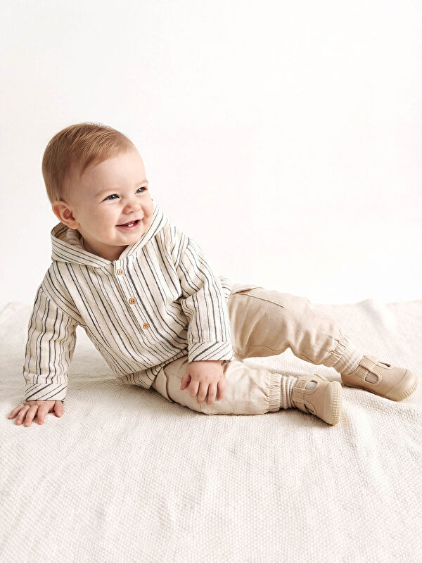 LCW baby Çizgili Erkek Bebek Kapüşonlu Üst ve Pantolon Takım