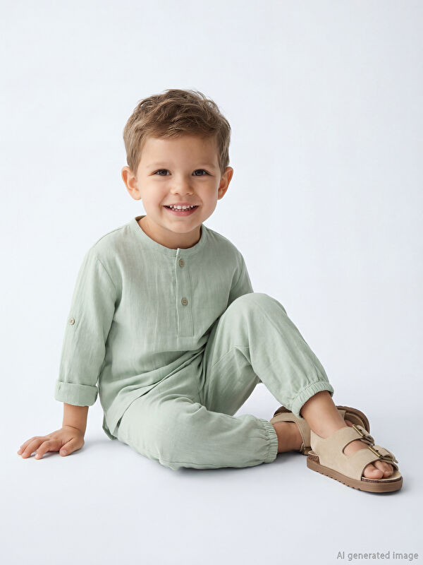 LCW baby Erkek Bebek Tişört ve Pantolon Takımı	
