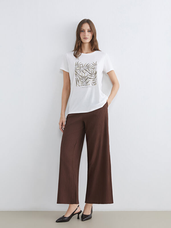 LCW STUDIO Pantalon Texturé pour Femmes avec Taille Élastique