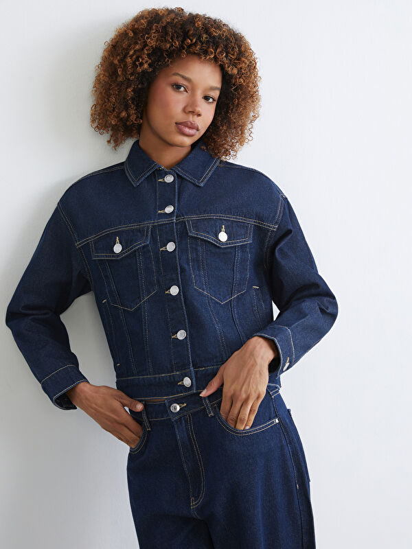 XSIDE Women's Denim Jacket with a Shirt Collar