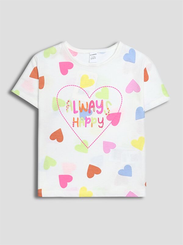 LCW Kids Heart Patterned Girls' T-Shirt