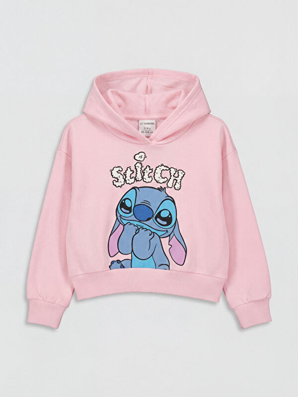 LCW Kids Hooded Lilo & Stitch Printed Girls' Sweatshirt