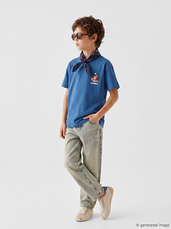 LCW Kids Nostaljik Maymun Baskılı Unisex Çocuk Tişört