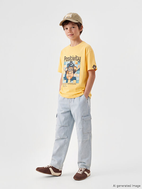 LCW Kids Nostaljik Maymun Baskılı Unisex Çocuk Tişört