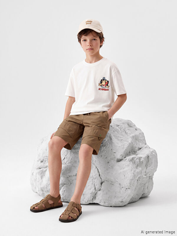 LCW Kids Nostaljik Maymun Baskılı Unisex Çocuk Tişört