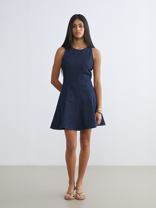 XSIDE Mini-Jeanskleid mit quadratischem Ausschnitt