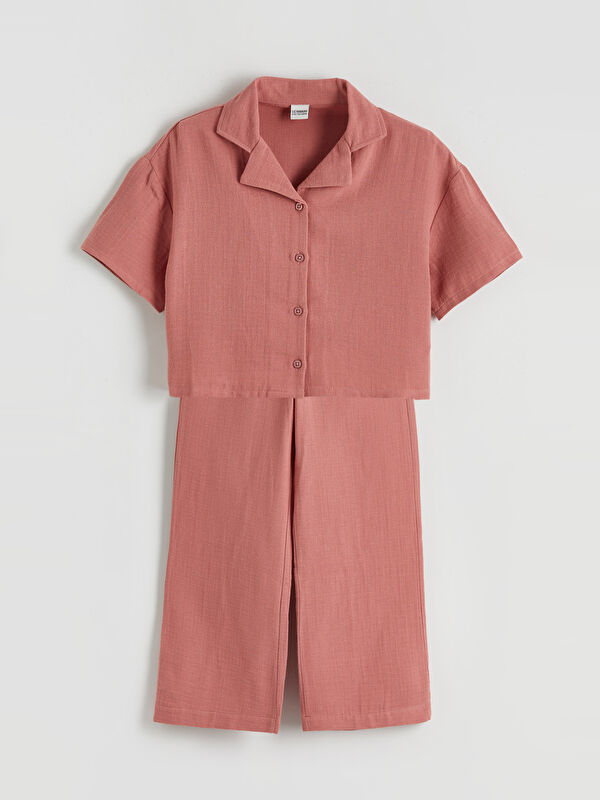 LCW Kids Basic Kız Çocuk Müslin Gömlek ve Pantolon