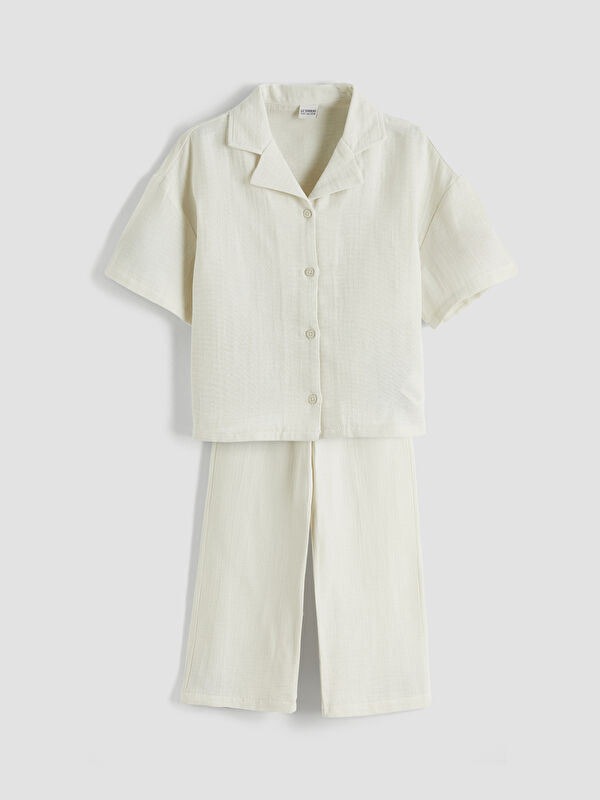 LCW Kids Basic Kız Çocuk Müslin Gömlek ve Pantolon