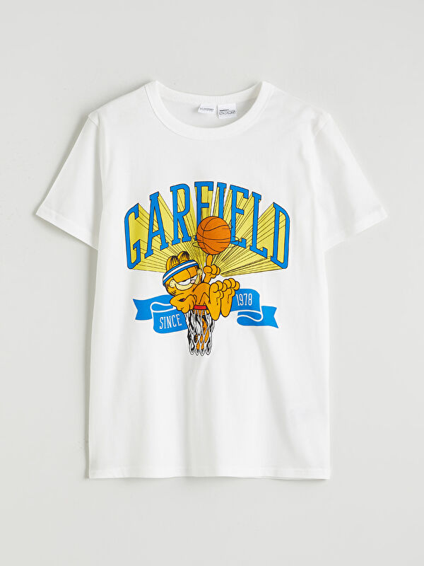 LCW Kids Bisiklet Yaka Garfield Baskılı Erkek Çocuk Tişört