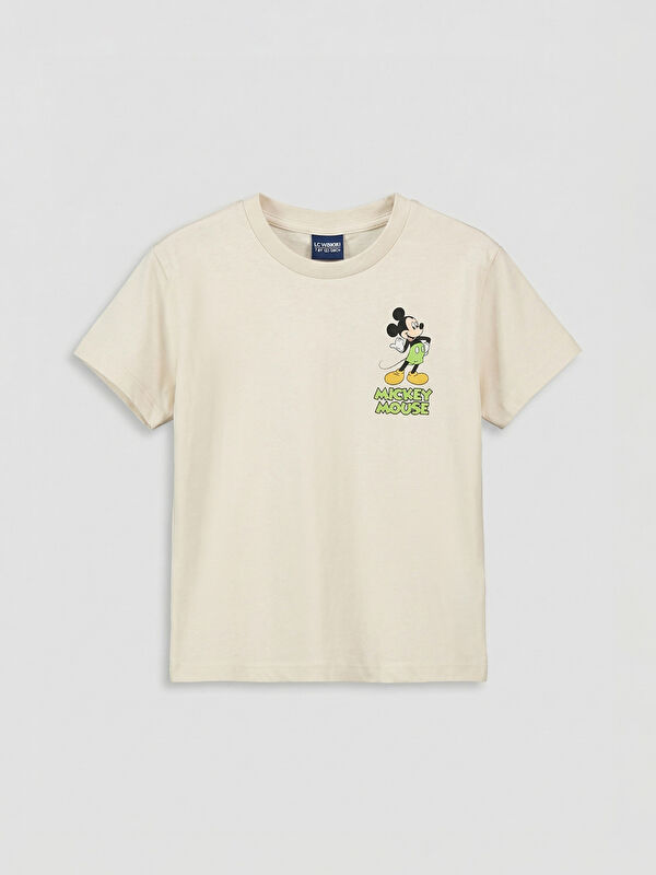 LCW baby Bisiklet Yaka Mickey Mouse Baskılı Erkek Bebek Tişört