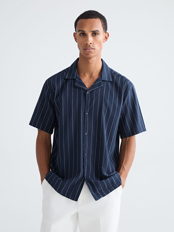 LCW Vision Regular Fit Resort Collar Striped Men's Shirt