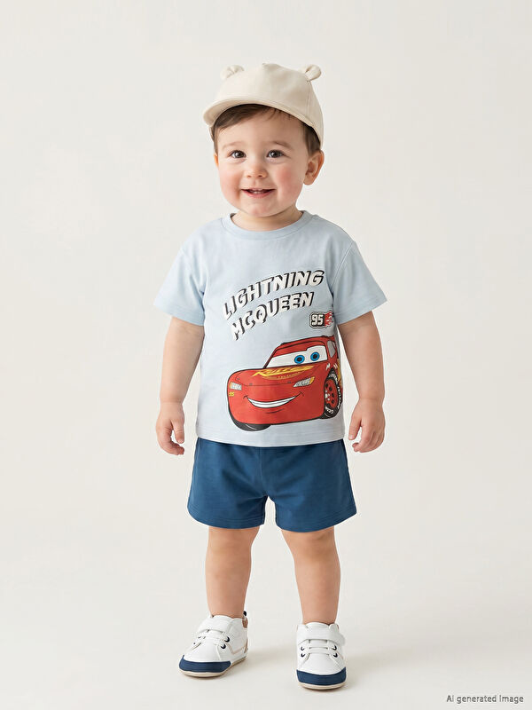 LCW baby Cars Printed Baby Boys' T-Shirt and Shorts