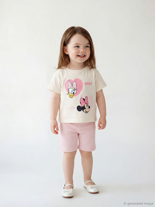 LCW baby Minnie Mouse Printed Baby Girls' T-Shirt and Leggings