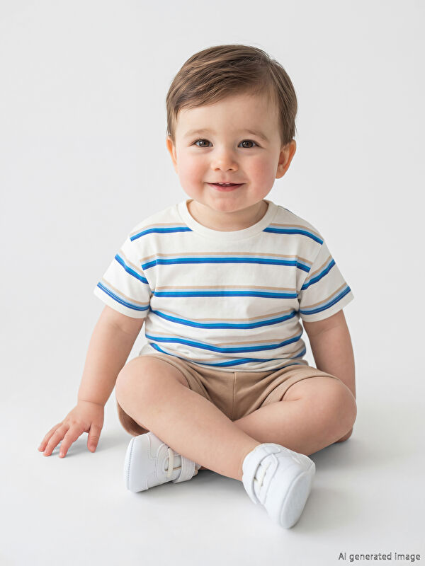 LCW baby Striped Baby Boys' T-Shirt and Shorts