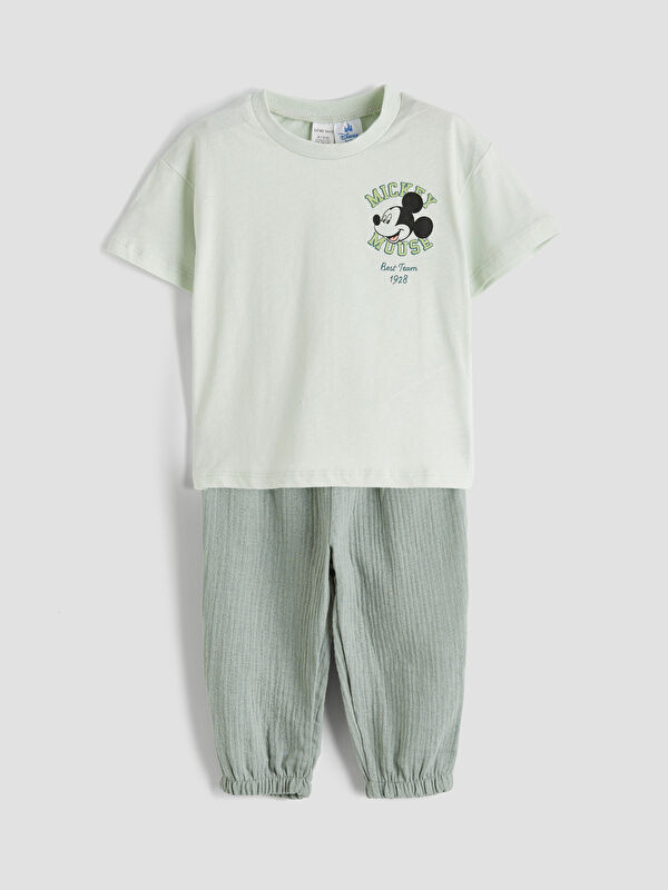 LCW baby Mickey Mouse Baskılı Erkek Bebek Tişört ve Pantolon
