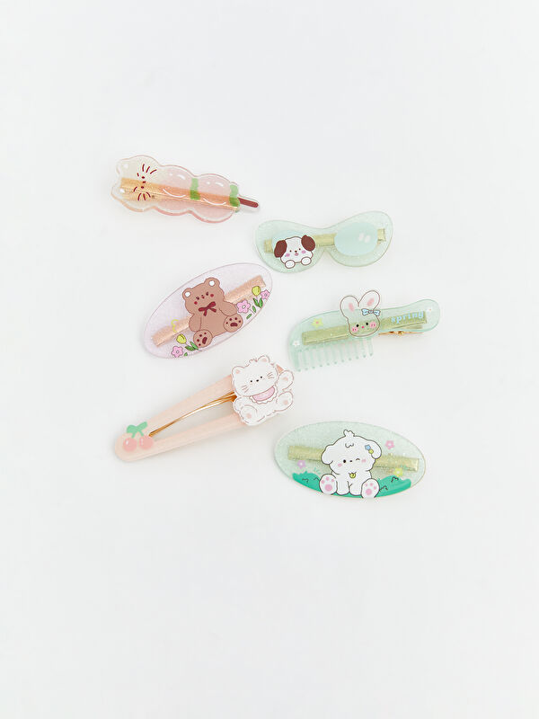 LCW JOY Printed Girl's Hair Clip Set of 6