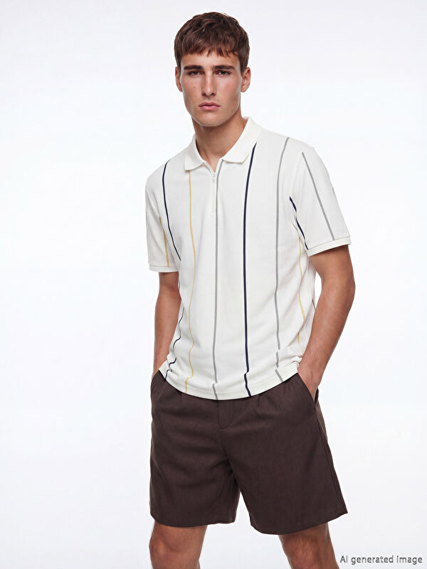 LCW Vision Polo Yaka Çizgili Pike Erkek Tişört