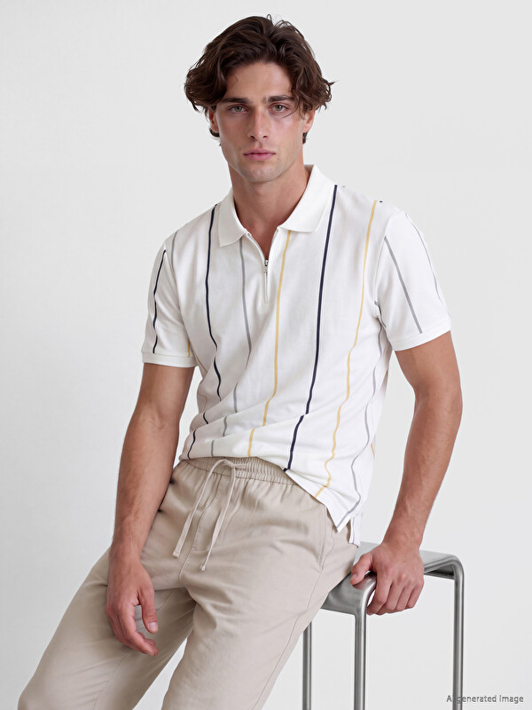LCW Vision Polo Collar Striped Pique Men's T-Shirt