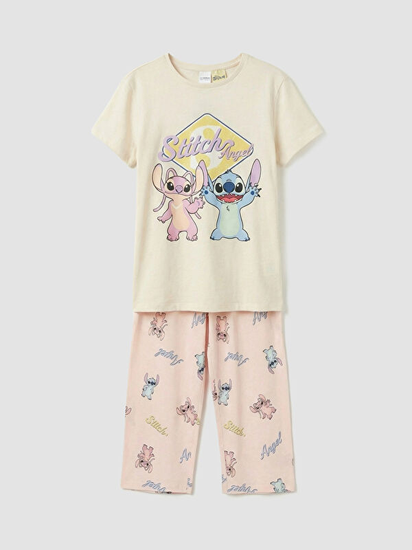 LCW Kids Stitch და Angel ნაბეჭდი გოგონების პიჟამის ნაკრები