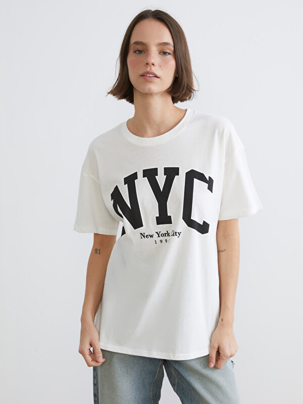 XSIDE Женская футболка с принтом NYC и круглым вырезом