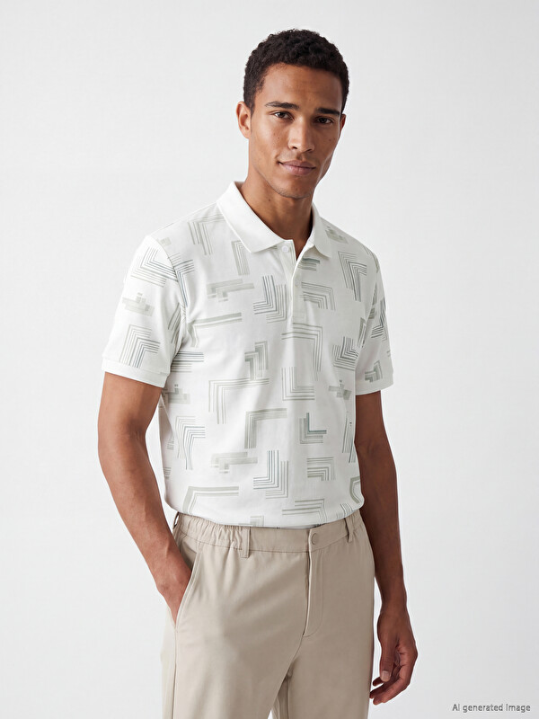 LCW Vision Polo Collar Patterned Men's T-Shirt