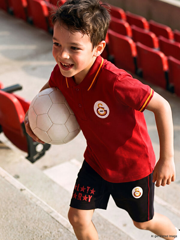 LCW Kids Polo Yaka Galatasaray Baskılı Erkek Çocuk Tişört