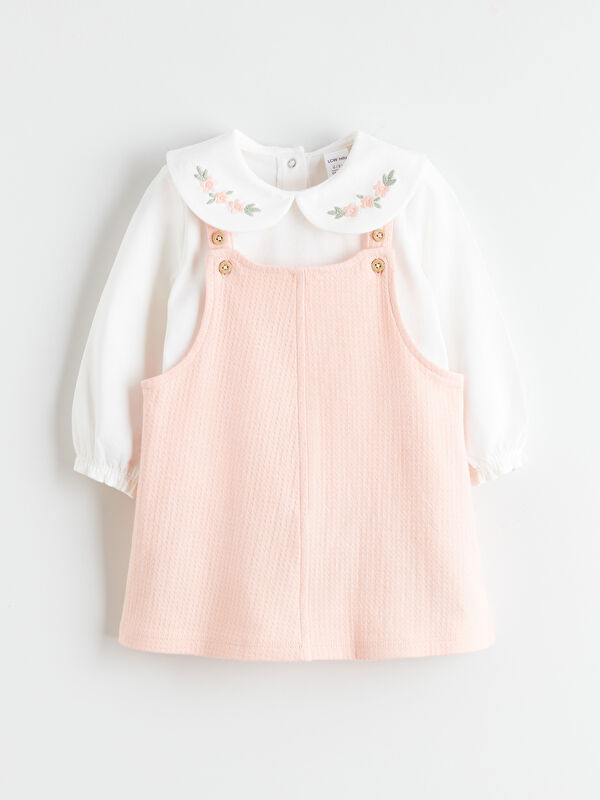 LCW baby Peter-Pan-Kragen Bestickte Baby Mädchen Bluse und Kleid