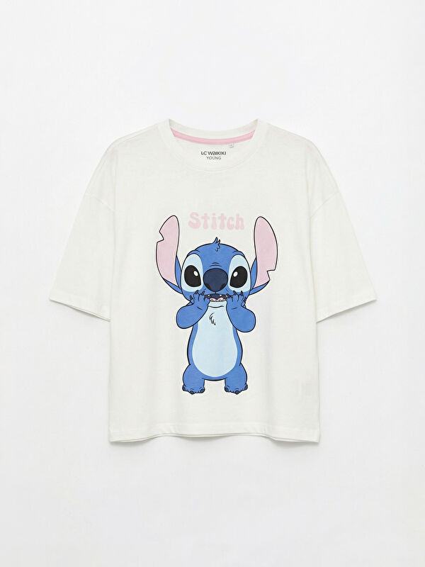 LCW Young Bisiklet Yaka Stitch Baskılı Kadın Pijama Üstü