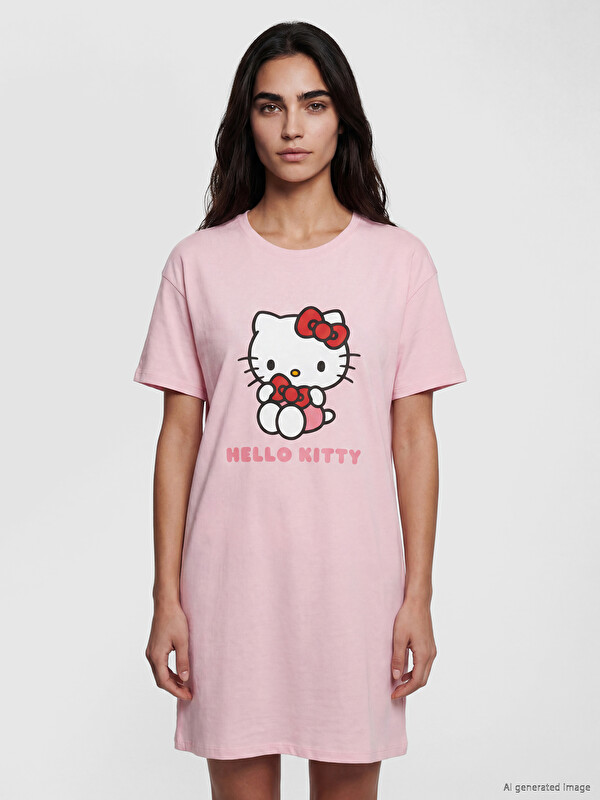 LCW Young Crew Neck Hello Kitty Printed Women's Nightdress
