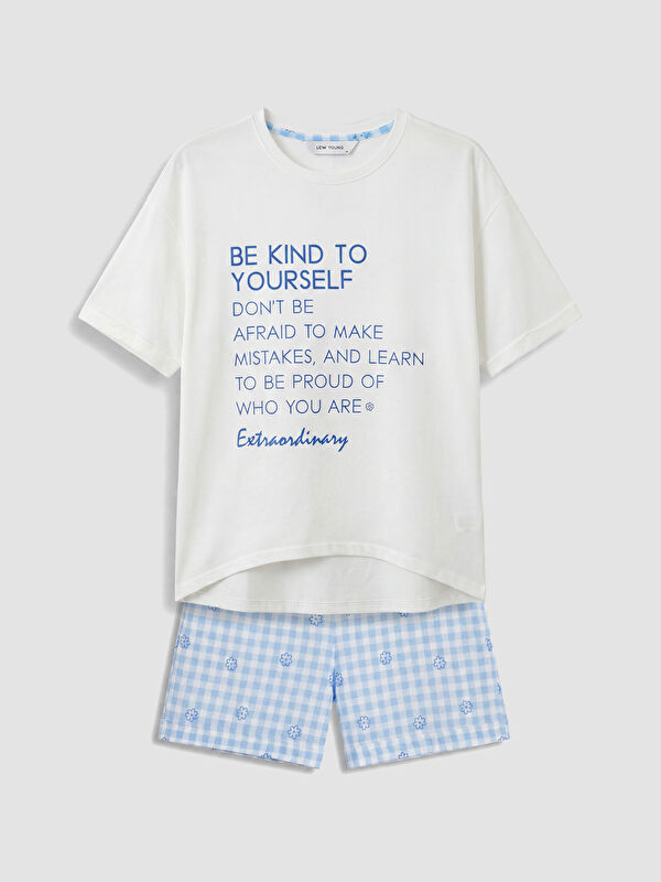 LCW Young Pyjama-Set mit Rundhalsausschnitt und Slogan-Print für Damen
