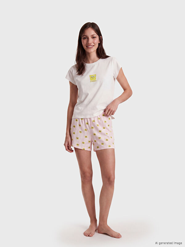 LCW Young Sünger Bob Baskılı Kadın Pijama Takım