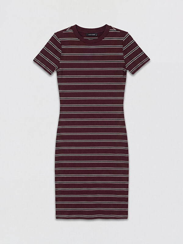 LCW Vision Gestreiftes figurbetontes Kleid mit Rundhalsausschnitt