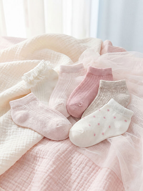 LCW baby Kız Bebek Patik Çorap 5'li