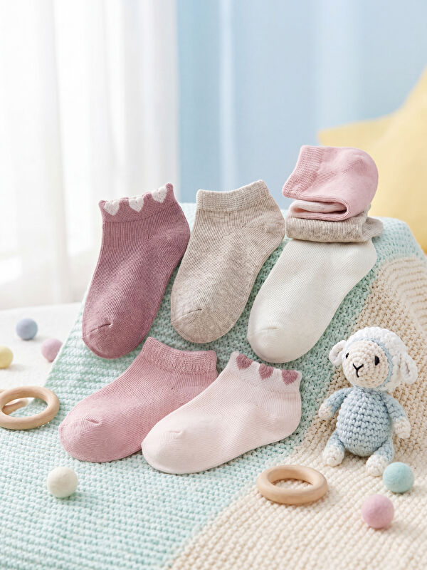 LCW baby Kız Bebek Patik Çorap 5'li