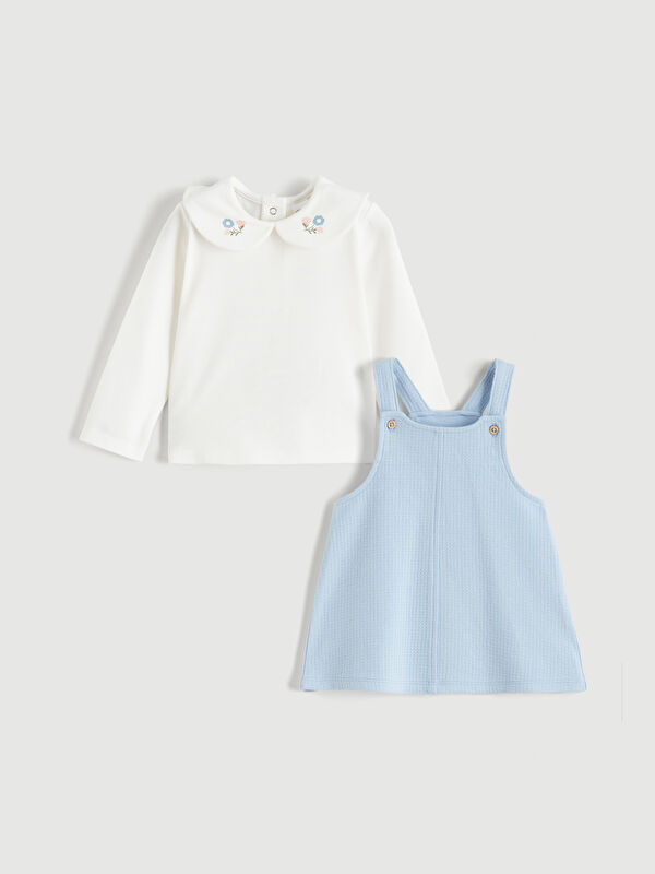 LCW baby Baby Girl's Jumper Dress and Long-Sleeve Blouse Set