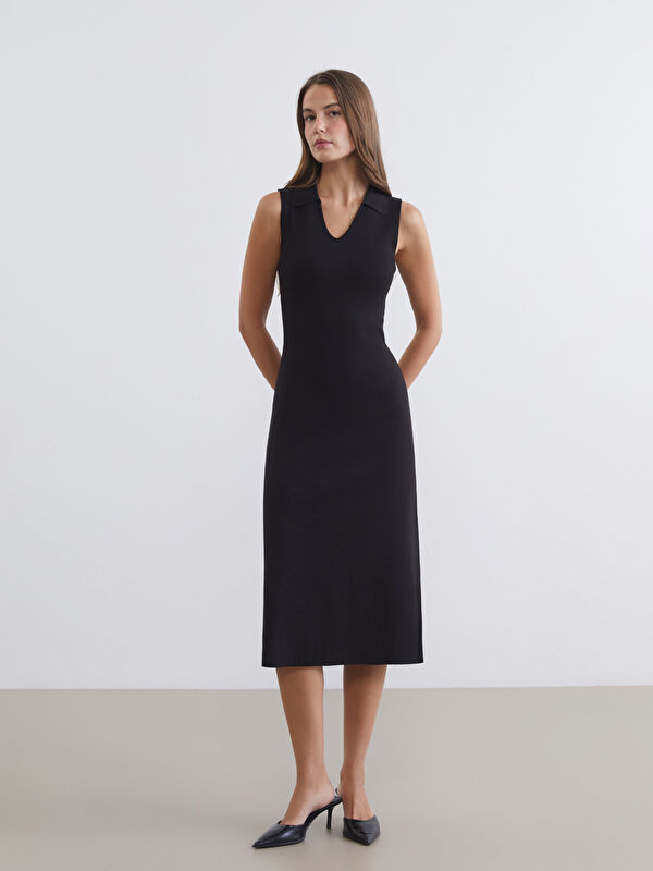 LCW EVERYDAY Polo Collar Knit Dress