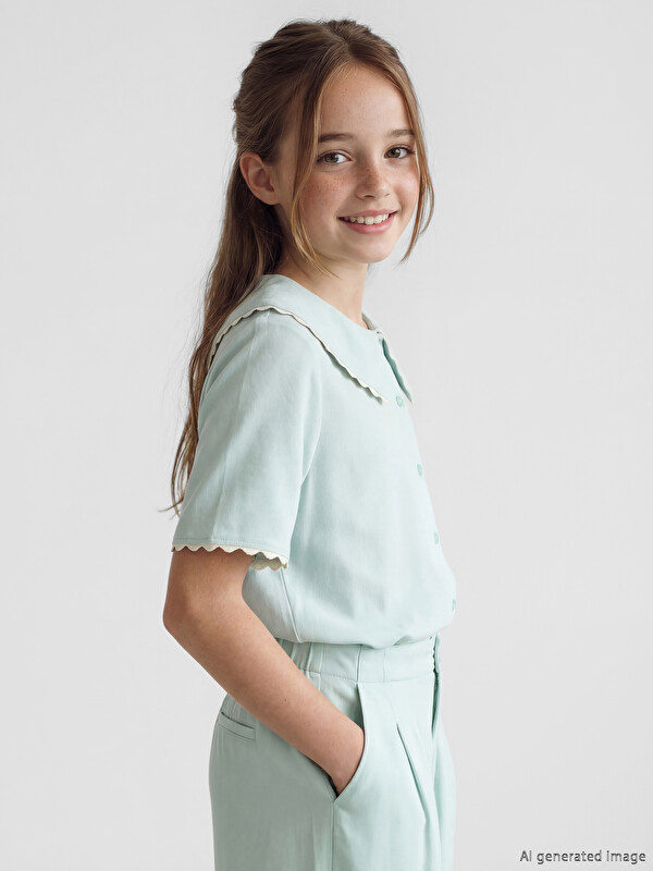 LCW Kids Girl Green Shirt