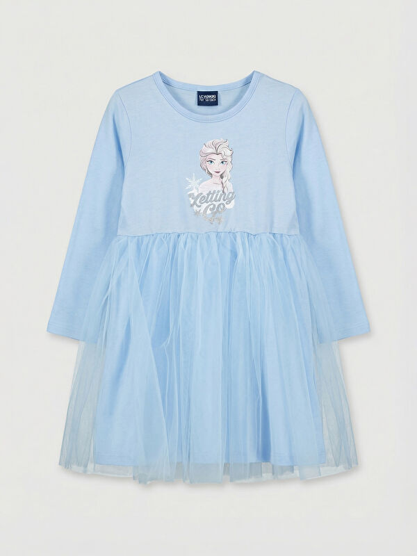 LCW Kids Crew Neck Frozen Printed Baby Girls' Dress