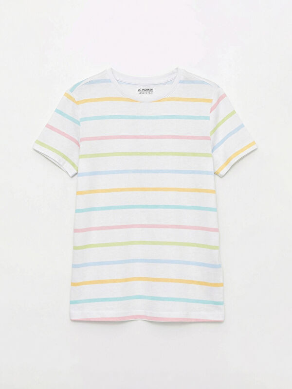 LCW Kids Striped crew neck T-shirt for girls