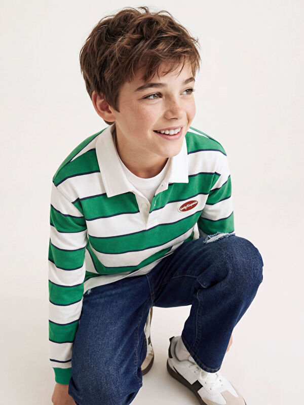 LCW Kids Erkek Çocuk Polo Yaka Çizgili Tişört