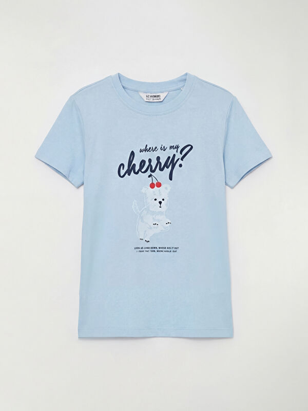 LCW Kids Crew Neck Printed Girl's T-Shirt