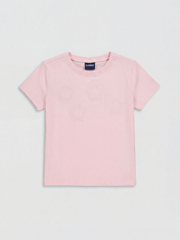 LCW Kids Crew Neck Embossed Patterned Girls' T-Shirt