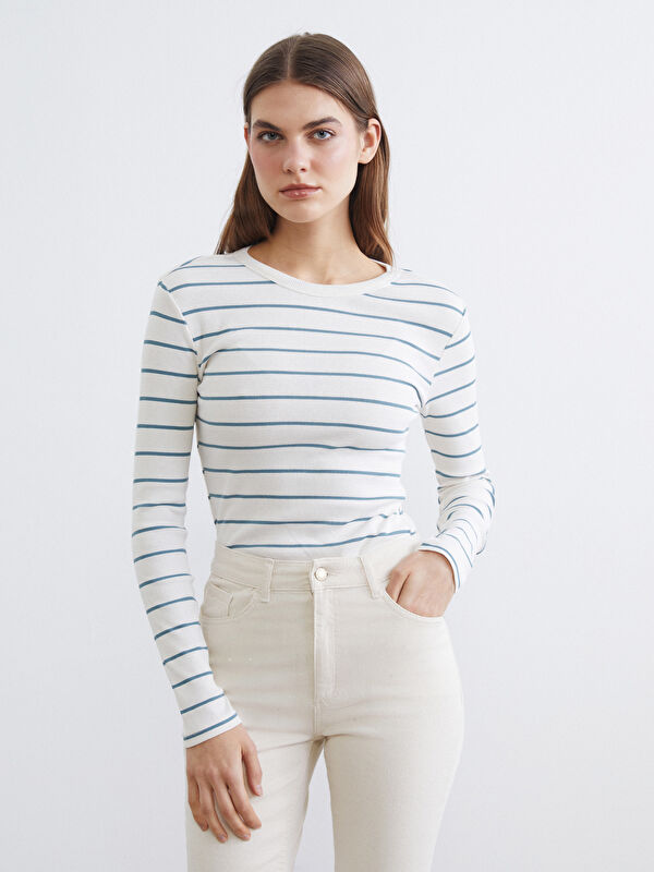LCWAIKIKI Basic Women's Striped Crew Neck Bodysuit