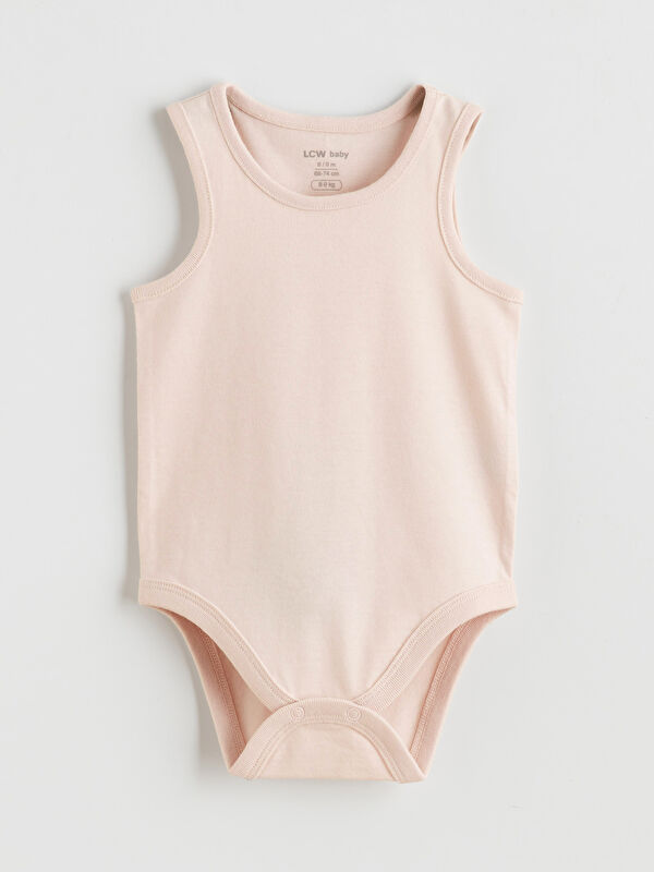 LCW baby Bisiklet Yaka Kız Bebek Çıtçıtlı Body